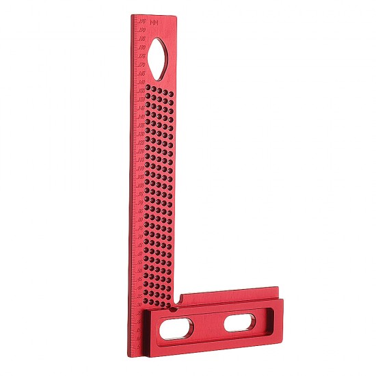 Aluminum Alloy 200mm Woodworking Square Hole Positioning Metric Measuring Ruler Carpenter Scriber