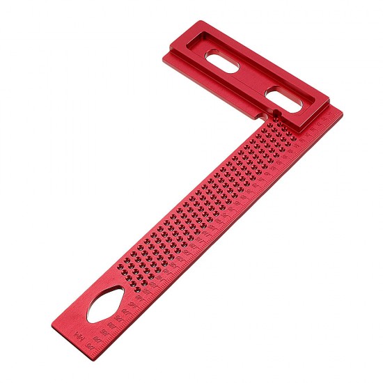 Aluminum Alloy 200mm Woodworking Square Hole Positioning Metric Measuring Ruler Carpenter Scriber