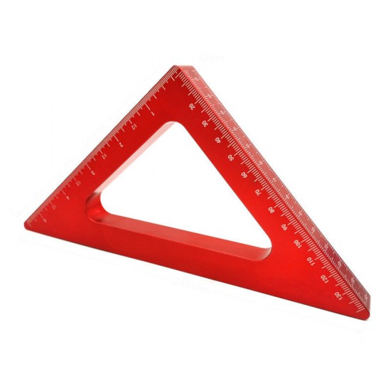 Aluminum Alloy 45 Degree Angle Ruler Inch Metric Triangle Ruler Carpenter Workshop Woodworking Square Measuring Tools