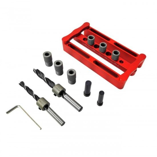 Aluminum Alloy Woodworking Dowel Jig Pocket Hole Jig Drilling Wood Dowel Punch Locator