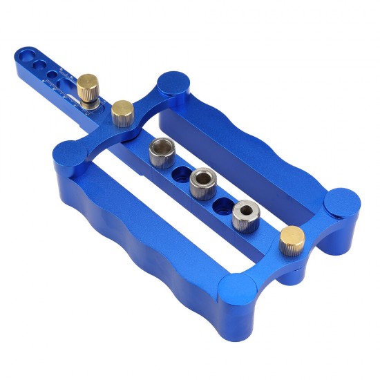 Blue 6/8/10mm Self Centering Doweling Jig Set Aluminum Alloy Hole Punch Locator Dowel Jig Drill Guide Center Line Scribing Woodworking Set