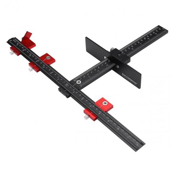 DocotorWood Aluminum Alloy Cabinet Hardware Jig Fixture 4MM+5MM Punching Locator Woodworking Drill Positioning Guide T-ruler