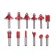 12pcs 1/4 Inch Shank Router Bit Set Carbide Rotary Wood Cutter Milling Cutter Woodworking Trimming Engraving Carving Cutting Tools