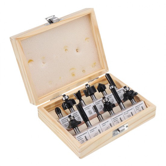 12pcs 8mm Shank Tungsten Carbide Router Bit Set With Wooden Case Woodworking Cutter