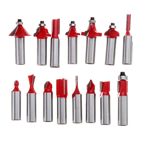 15pcs 1/2 Inch Shank Tungsten Carbide Router Bit Set With Wooden Case Woodworking Cutter