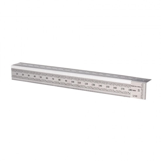 180mm Stainless Steel Precision Bend Ruler Woodworking 90 Degree Square Marking Ruler Carpenter Hole Positioning Line Scribing Tool