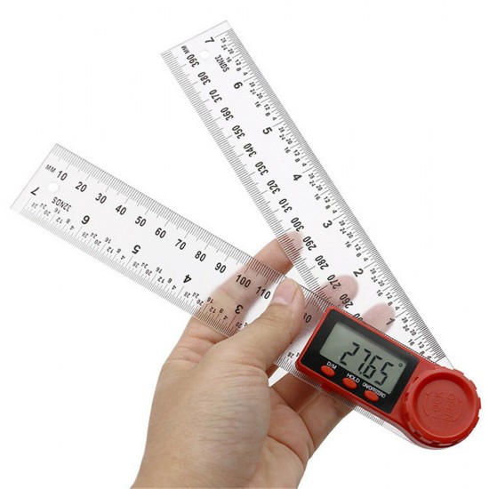 2in1 200/300mm Transparent Digital Angle Ruler 360° LCD Display Inclinometer Electron Goniometer Protractor Finder Meter Inch Metric Measuring Tool