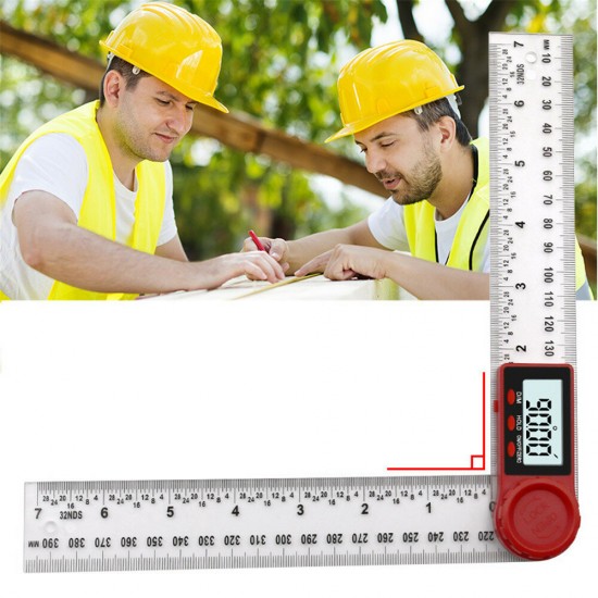 2in1 200/300mm Transparent Digital Angle Ruler 360° LCD Display Inclinometer Electron Goniometer Protractor Finder Meter Inch Metric Measuring Tool