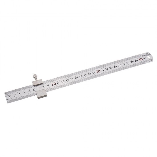 26mm Width 20/30cm Length Straight Ruler With Locking Stop Metric/Inch Woodworking Line Locator