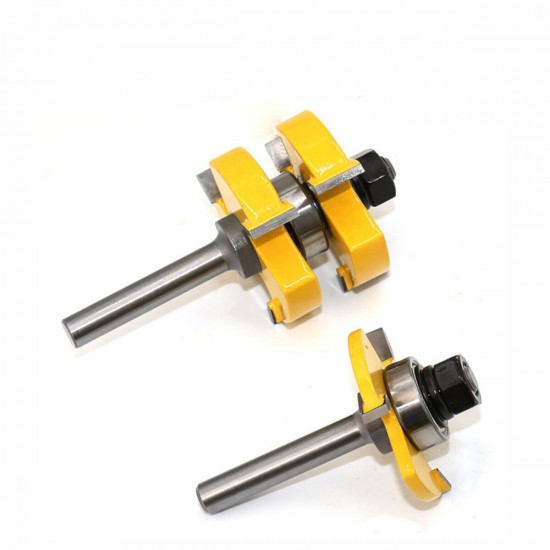 2Pcs 8mm Shank Tongue Groove Joint Router Bits Three-tooth T-type Assemble Milling Cutter for Wood Woodworking Cutting Tools