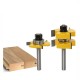 2Pcs 8mm Shank Tongue Groove Joint Router Bits Three-tooth T-type Assemble Milling Cutter for Wood Woodworking Cutting Tools