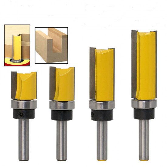 8mm Shank Template Trim Hinge Mortising Router Bit Bearing Straight End Mill Trimmer Cleaning Flush Trim Tenon Cutter for Woodworking