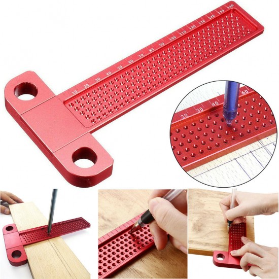 Aluminium Alloy T-160 Hole Positioning Metric Measuring Ruler Woodworking Precision Marking Scriber