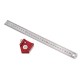 CX300-2 Adjustable 45/90 Degree Metric and Inch Line Scribe Ruler Positioning Measuring Ruler 300mm Marking Ruler Woodworking Tool