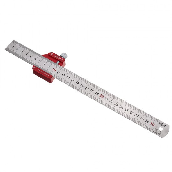 CX300-2 Adjustable 45/90 Degree Metric and Inch Line Scribe Ruler Positioning Measuring Ruler 300mm Marking Ruler Woodworking Tool