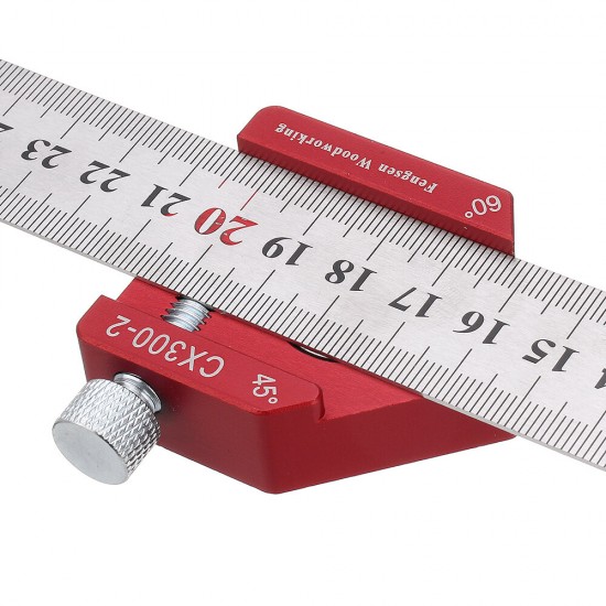 CX300-2 Adjustable 45/90 Degree Metric and Inch Line Scribe Ruler Positioning Measuring Ruler 300mm Marking Ruler Woodworking Tool