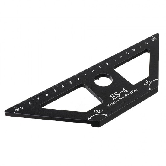 ES-4 Aluminum Alloy 45 Degree Scribing Ruler with Base Woodwokring Marking Angle Ruler T Ruler Measuring Tool