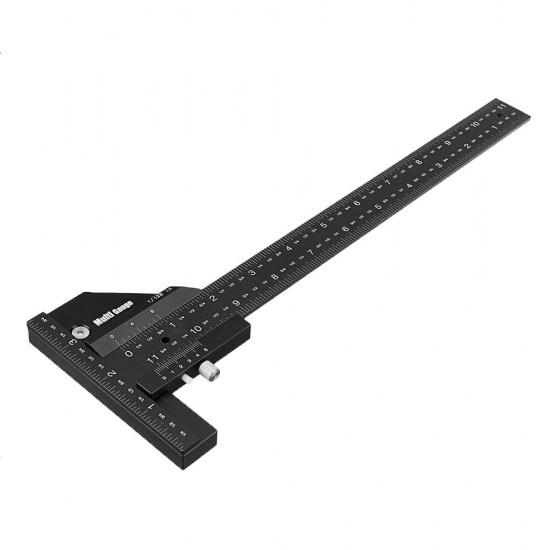 Multifunction Inch and MM Woodworking Scriber Gauge Aluminum Steel Measuring Marking Framing Ruler Tool for Carpentry