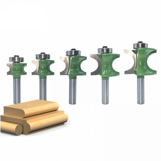 5pcs 8mm Shank Round Over Router Bit 1/4 to 5/8 Inch Woodworking Edging Router Chisel Groove Cutter