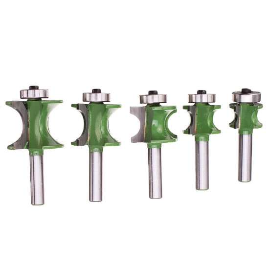 5pcs 8mm Shank Round Over Router Bit 1/4 to 5/8 Inch Woodworking Edging Router Chisel Groove Cutter