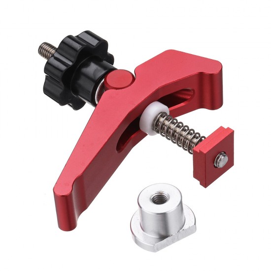 2 Pcs Red Quick Acting Hold Down Clamp Aluminum Alloy T-Slot T-Track Clamp Set Woodworking Tool for Woodworking Table