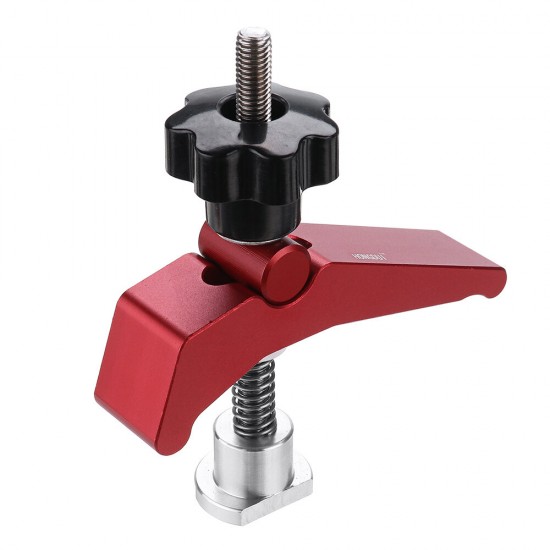 2 Pcs Red Quick Acting Hold Down Clamp Aluminum Alloy T-Slot T-Track Clamp Set Woodworking Tool for Woodworking Table