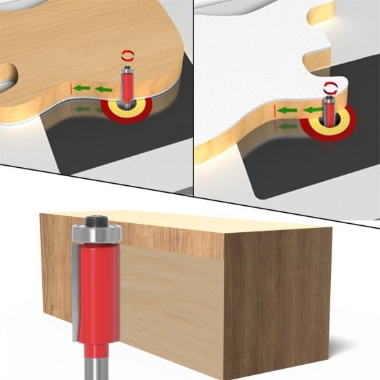 6mm Shank Flush Trim Router Bits For Wood Lengthened Trimming Cutters With Bearing Woodworking Tool Endmill