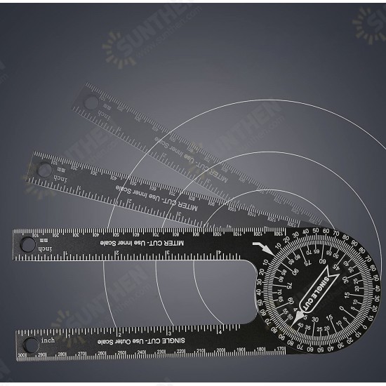 Miter Saw Protractor 360° Horizontal Angle Gauge Aluminum Accurate Reading Scales Inside & Outside Miter Angle Finder