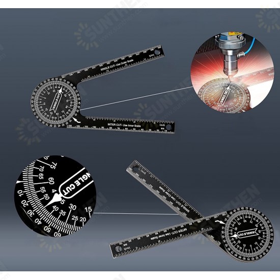 Miter Saw Protractor 360° Horizontal Angle Gauge Aluminum Accurate Reading Scales Inside & Outside Miter Angle Finder