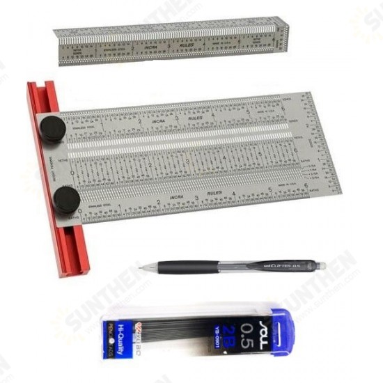 T-Square 6inch Precision Woodworking Tools Marking Rule Stainless Steel Positioning Scribing Gauge Carpenter Mark T-Rule