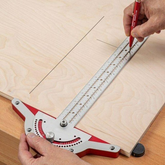 Woodworkers Edge Rule Efficient Protractor Angle Woodworking Ruler Angle Measuring Tool Stainless Steel Precision Carpenter Tools