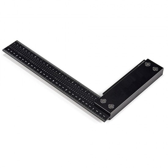 Woodworking 0-200mm Metric Aluminum Alloy L-shape Ruler Multifunction Square Ruler Hole Ruler Measurement Ruler