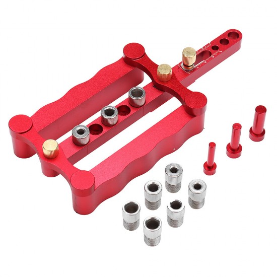 Woodworking Hole Locator Kit Aluminium Alloy Dowelling Jig Locator+Pocket Hole Jig with Storage Box Drill Guide Kit Locator for Fast Fitting