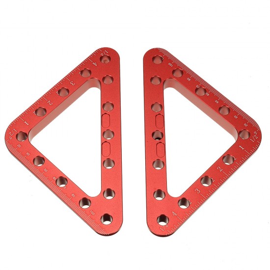 2 Set Metric/Imperial 45/90° 120mmx120mm Aluminum Alloy Woodworking Positioning Ruler Set Installation Fixing Clip Clamping Square Measuring Tool