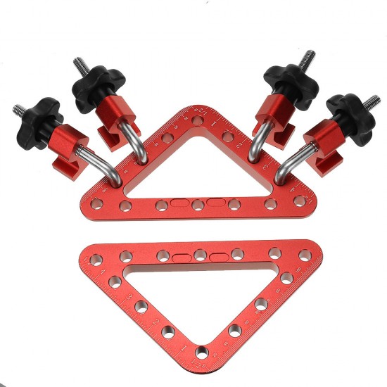 2 Set Metric/Imperial 45/90° 120mmx120mm Aluminum Alloy Woodworking Positioning Ruler Set Installation Fixing Clip Clamping Square Measuring Tool