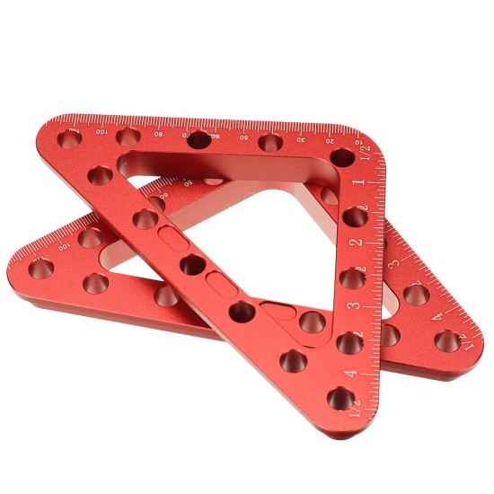 2 Set Metric/Imperial 45/90° 120mmx120mm Aluminum Alloy Woodworking Positioning Ruler Set Installation Fixing Clip Clamping Square Measuring Tool