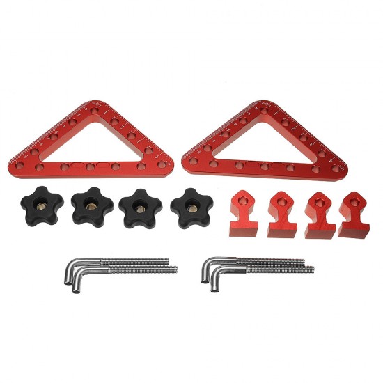 2 Set Metric/Imperial 45/90° 120mmx120mm Aluminum Alloy Woodworking Positioning Ruler Set Installation Fixing Clip Clamping Square Measuring Tool