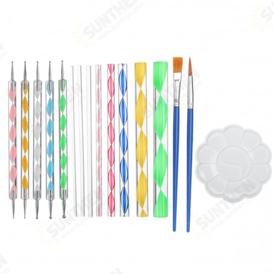 16Pcs Mandala Dotting Tools Set Rock Painting Kit Nail Art Pen Paint Stencil