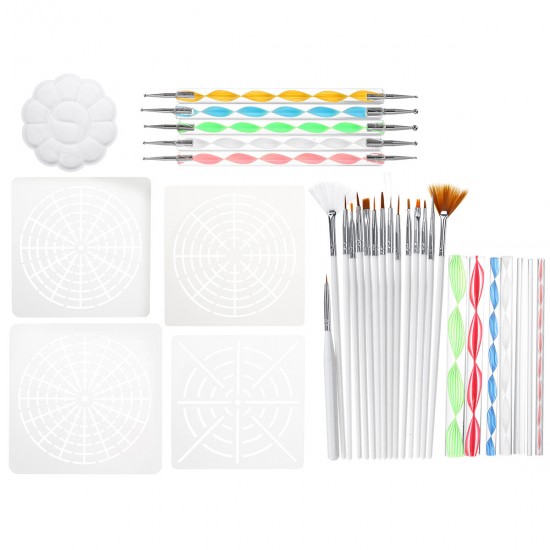 33Pcs Mandala Dotting Tools Set Rock Painting Kit Nail Art Pen Paint Stencil