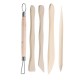 5PCS Wooden Handle Pottery Ceramics DIY Tools Set Wood Handle Wax Pottery Clay Sculpture Carving Tool DIY Craft Set