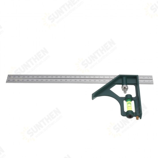 300mm Adjustable Combination Square Angle Ruler 45/90 Degree with Bubble Level Multifunctional Gauge Measuring Tools