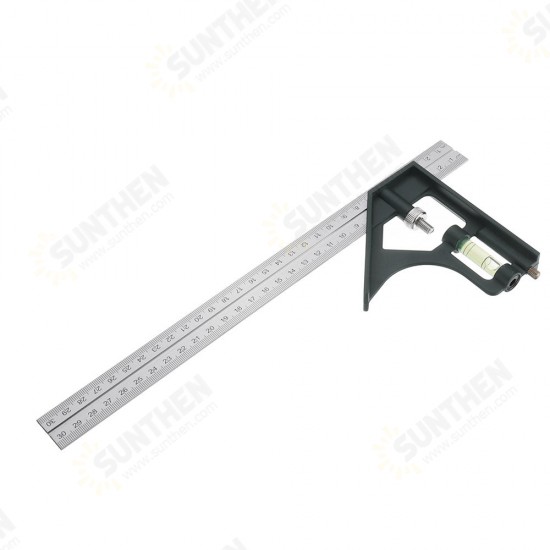 300mm Adjustable Combination Square Angle Ruler 45/90 Degree with Bubble Level Multifunctional Gauge Measuring Tools