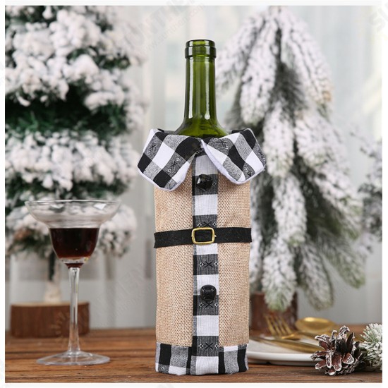 Christmas Sweater Winee Bottle Clothes Collar & Button Coat Design Decorative Bottle Sleeve Sweater For Christmas Gifts Xmas Party Decorations