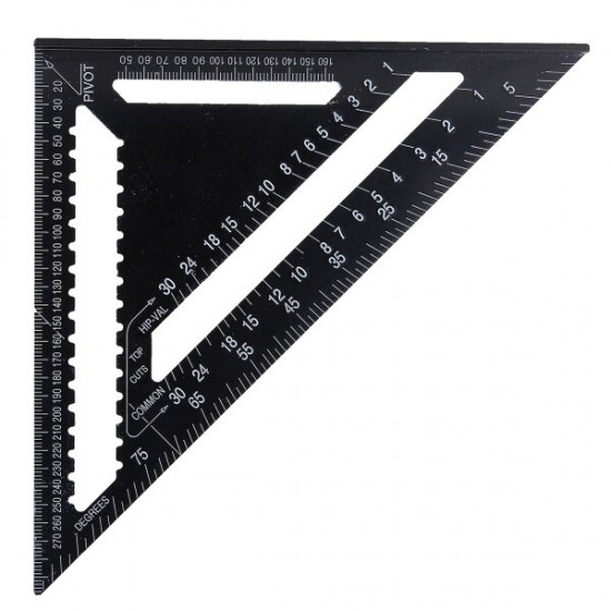 AR01 43X30X30cm Metric Aluminum Alloy Triangle Ruler Black Triangular Ruler