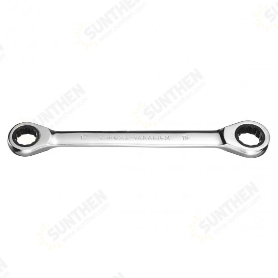 8-19mm Steel Metric Fixed Head Ratchet Spanner Wrench Double End Ring Tool