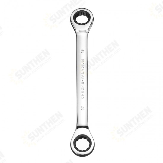 8-19mm Steel Metric Fixed Head Ratchet Spanner Wrench Double End Ring Tool