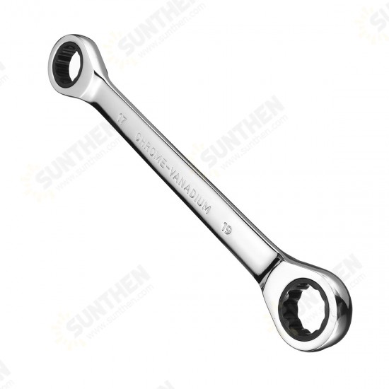 8-19mm Steel Metric Fixed Head Ratchet Spanner Wrench Double End Ring Tool