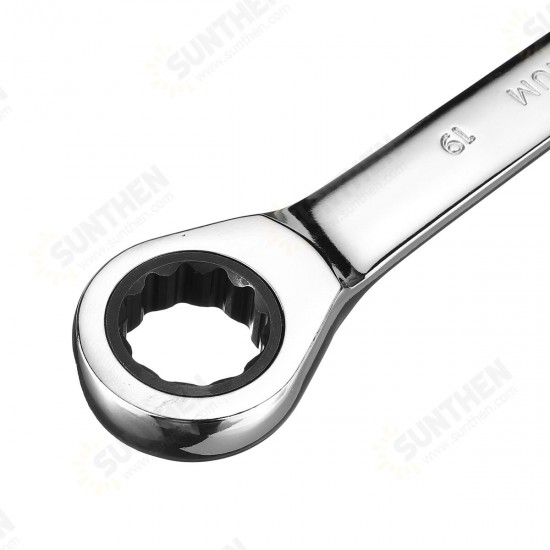 8-19mm Steel Metric Fixed Head Ratchet Spanner Wrench Double End Ring Tool