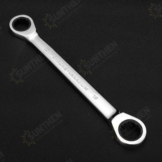 8-19mm Steel Metric Fixed Head Ratchet Spanner Wrench Double End Ring Tool