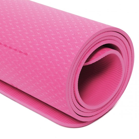 TPE Large Yoga Mat Exercise Fitness Gymnastics & Carry Strap Bag Gym Pad for Home Gym